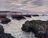 Famous Tide Paintings - The Rocks at Pourville_ Low Tide